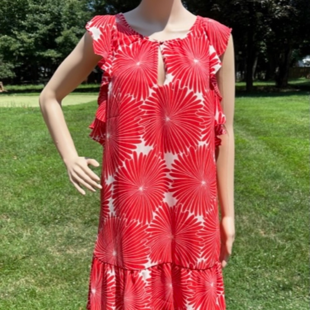 New J. Crew Red Blossom Flutter Dress